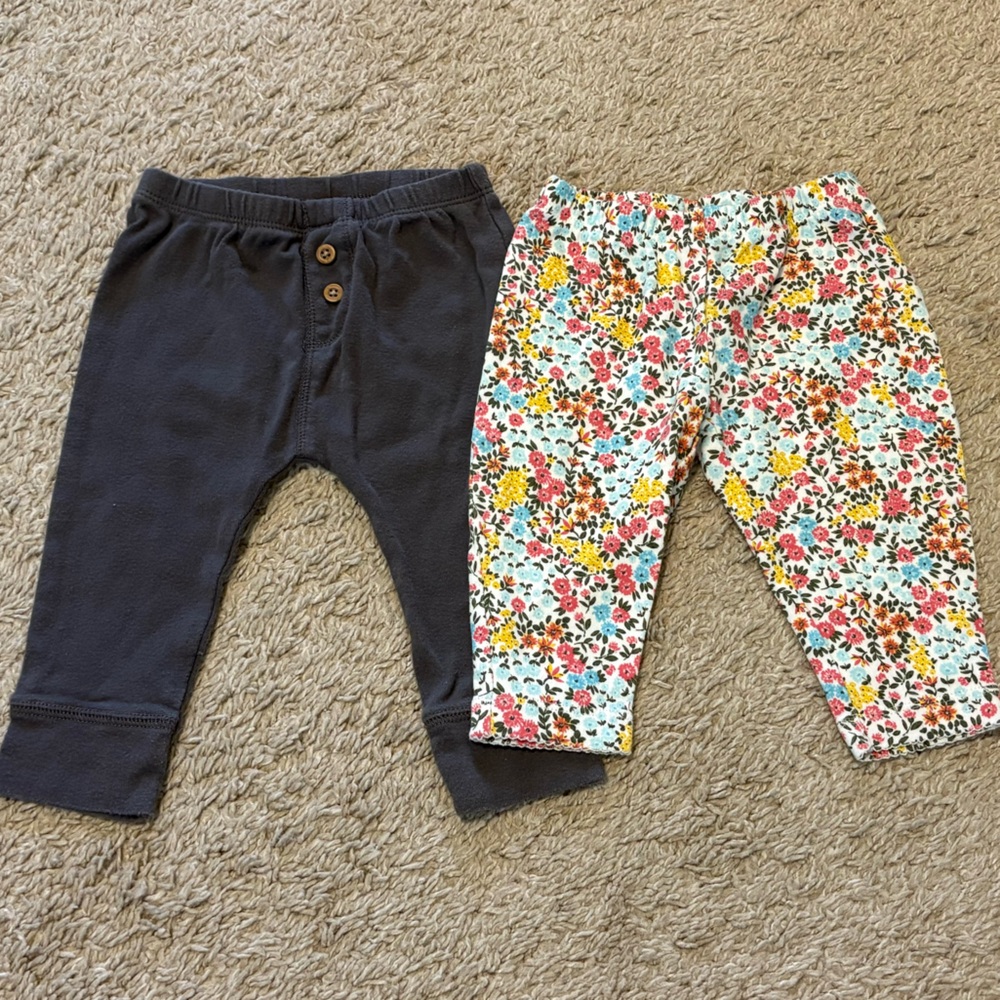 Carter's Floral and Gray Cotton Leggings Set